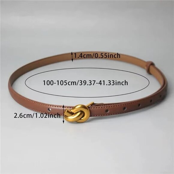 NWT 100% Genuine Leather Knot Buckle Khaki Waist Belt - Picture 6 of 6